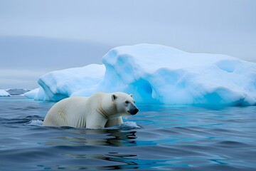 Majestic Polar Bear Swims Through Icy Arctic Waters