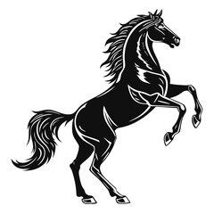 Isolated Black Silhouette of Horse on White Background Animal Vector Illustration
