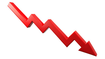 Red Arrow Pointing Downwards Indicating Loss on Transparent Background red arrow pointing