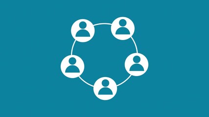 Animation of percentage symbol networking, Group meeting, male icon inside abstract circle. - Powered by Adobe