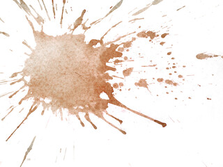 Light brown coffee splatters and streaks on a white background.