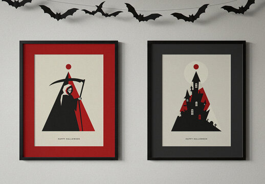 Halloween Themed Poster Frames Mockup