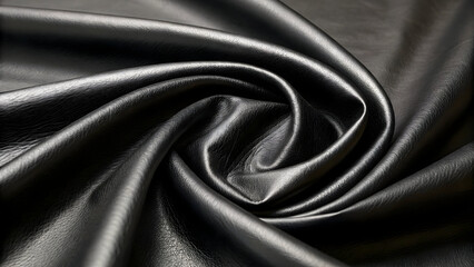 Fototapeta premium Full hd 4k stock image download Black leather fabric texture with soft folds and highlights material