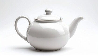 White ceramic teapot&mdash;rounded, elegant, and serene; a vessel of warmth, tradition, and the quiet ceremony of pause.