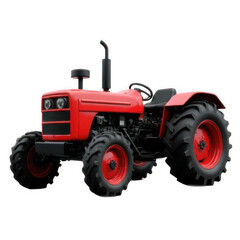 Obraz premium Red Farm Tractor on Transparent Background