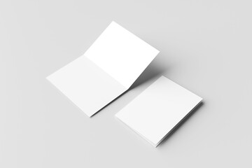 A4 Bi-fold brochure or invitation sample isolated on grey background