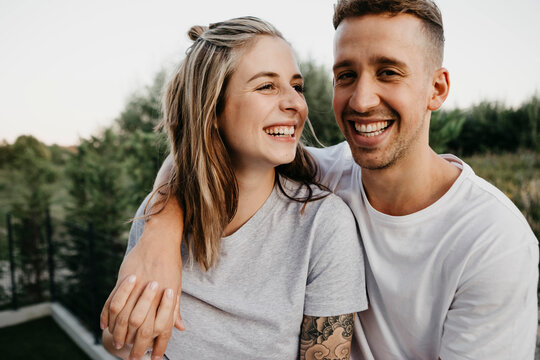 Portrait of young laughing couple