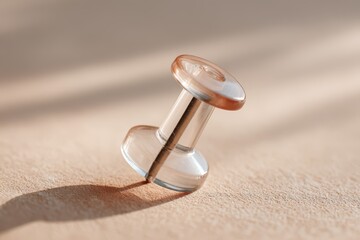 Beige pushpin macro with long angled shadow
