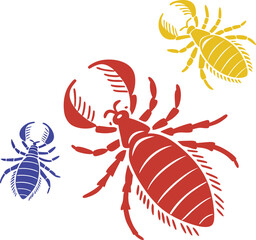 Obraz premium big size lice with silhouette vector colorful design