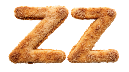 Letter ‘Z’ Cookie with Zig-Zag Shape and Cinnamon Sugar – Isolated on Transparent Background, AI Generated