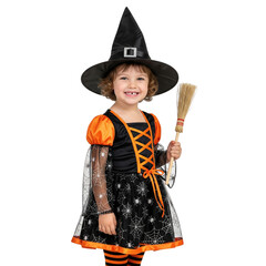 cute little wizard on a broomstick on Isolated transparent background png. generated with AI