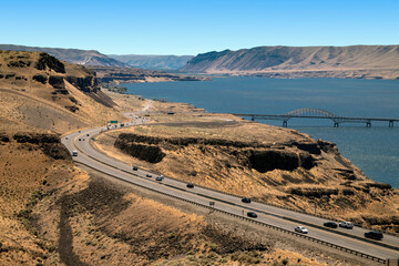 Interstate 90, as it crosses the Columbia River at Vantage, Washington