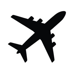 Obraz premium Black silhouette of a large passenger airplane in flight.