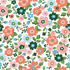Cute floral pattern in the small flower. Vector seamless pattern. Design for fashion textiles, fabric, print, graphics, backgrounds and crafts.