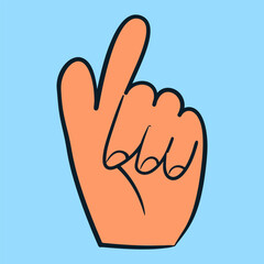 Doodle hand gesture. Point gesture hand. Cartoon vector illustration