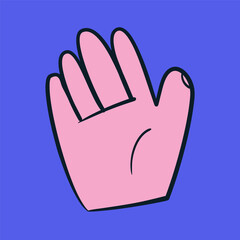 Obraz premium Doodle hand gesture. Hello gesture hand. Cartoon vector illustration