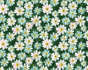 Seamless hand-drawn daisy pattern. Design for fashion textiles, fabric, print, graphics, backgrounds and crafts.