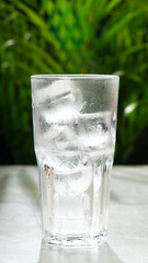 Chilled Glass of Water with Ice Cubes