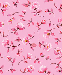 Seamless romantic floral pattern. Design for fashion textiles, fabric, print, graphics, backgrounds and crafts.