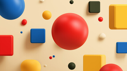 An optimized visual concept for editorial use playful graphic design: interlocking colorful circles (red, orange) with bouncy ball design elements - toy-inspired balloon artwork.