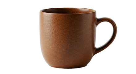 Rustic ceramic coffee mug with a textured surface and comfortable handle in warm earthy tones transparent background PNG, Realistic