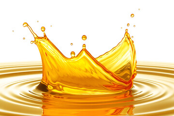 Golden Oil Splash on White Background - Cooking or Liquid Concept for Food Advertisement