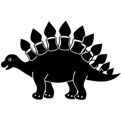 Cute black silhouette of a stegosaurus dinosaur