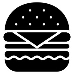 Burger icon in glyph style, suitable for food, fast food and restaurant concept illustrations
