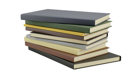 Stack of old books with textured covers and aged pages isolated on a for study and learning concepts. transparent background PNG, Realistic