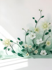 fondo floral con fondo siave en color verde azulado