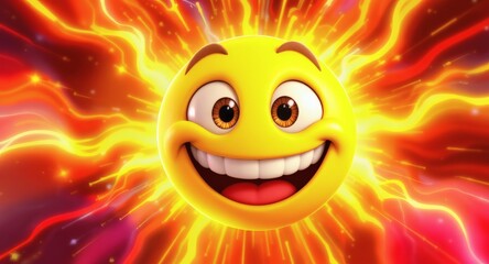 Smiling emoji with vibrant 3D expression and excitement