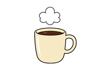 Steaming Coffee in a Mug isolated on white. Vector illustration art