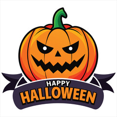 Happy Halloween. Happy Halloween text banner design template. Halloween pumpkin isolated on white background. Happy Halloween logo. Happy Halloween label. Happy Halloween sticker. Happy Halloween post