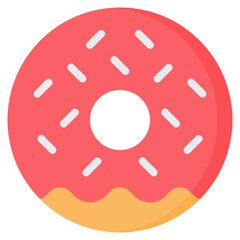 Donut icon in flat style, suitable for food, fast food and restaurant concept illustrations