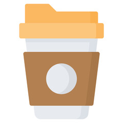 Coffee cup icon in flat style, suitable for food, fast food and restaurant concept illustrations