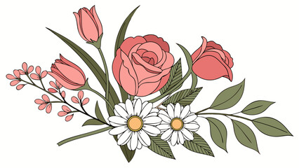 vector illustration of a tulip  flower, 