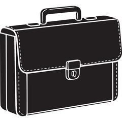 Classic black briefcase illustration isolated on white background, symbolizing business professionalism, executive style, and secure document storage for corporate settings