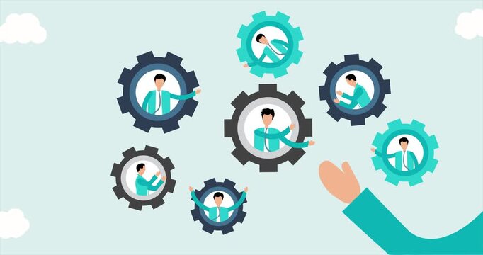 Business vector illustration 4k video animation on blue background