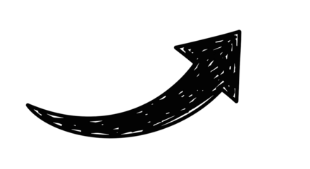A faint curved arrow pointing upwards and right in a dark background with scattered pixelation on transparent background