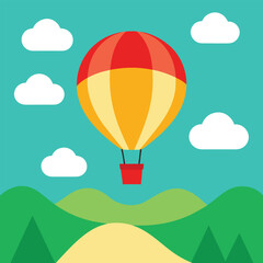Fototapeta premium Colorful hot air balloons float in the summer sky