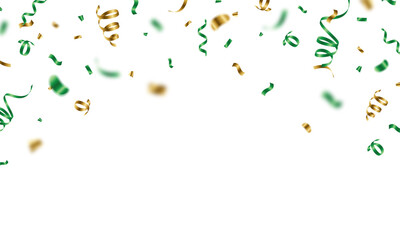 Luxury green and gold watercolor confetti pattern background, zigzag down for celebration. Vector illustration of festive decoration.