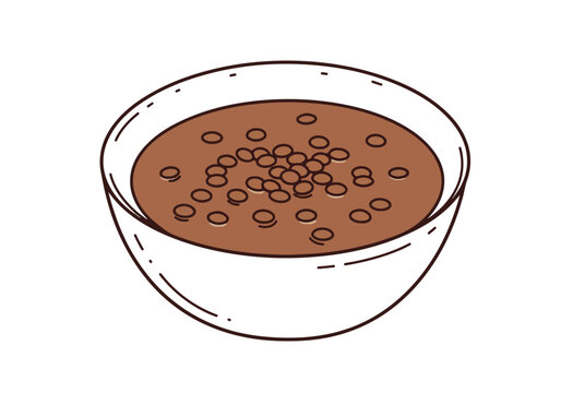 Bowl of brown bobal tea without background