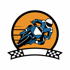 Motorcycle Racing Rider Logo Illustration