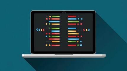 Colorful code appears on a laptop screen symbolizing the collaborative spirit of international programmers day. concept of global coding community.