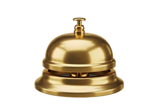 Elegant gold reception bell gleaming with polished shine for classic service and hospitality needs
