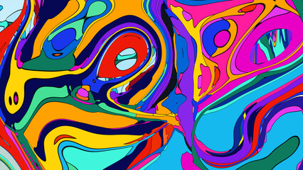 Colorful abstract psychedelic fluid background for music festival