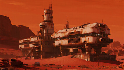 The concept of a spaceport on planet Mars.