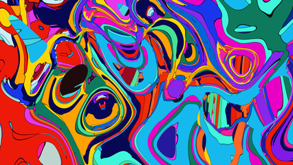 Colorful abstract psychedelic fluid background for music festival