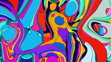 Obraz premium Colorful abstract psychedelic fluid background for music festival