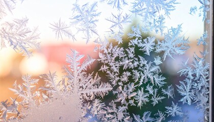 A Stunning Close Up Of Frost Crystals On A Window, Capturing The Delicate Beauty Of Winter, Showcasing Intricate Ice Patterns, And The Natural Formation Of Frozen Water, Ideal For Seasonal